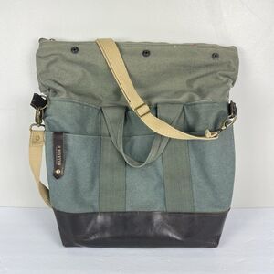 R Riveter Otto Carry All Canvas Leather Tote Bag Olive Green Heavy Duty Travel